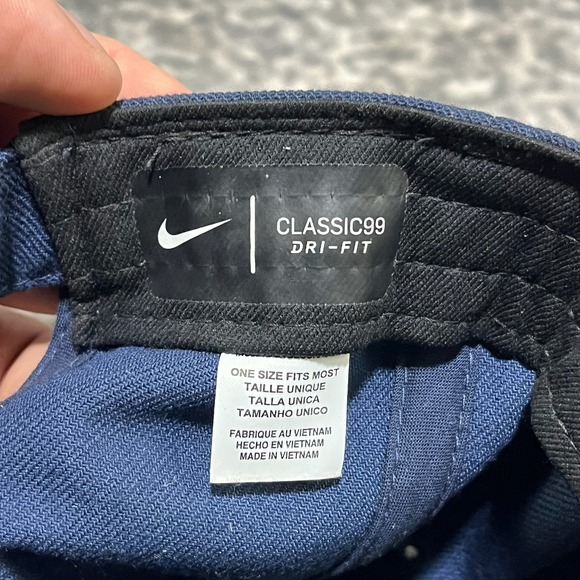 Michigan Wolverines Nike Dri Fit Hat Navy Blue Yellow Swoosh Adjustable Cap NWT - Picture 7 of 8